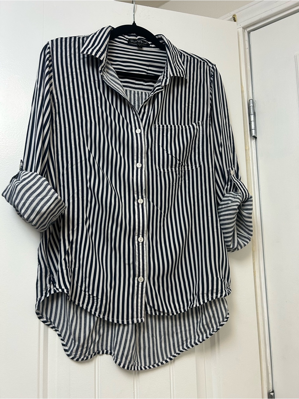 Velvet Heart Navy & White Vertical Stripe Button-Down Shirt - Picture 2 of 6